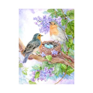 Robins with Nest and Eggs T-Shirt