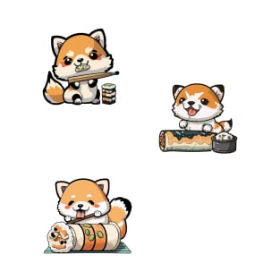 Cute Kawaii Fox Sushi Sticker Pack T-Shirt