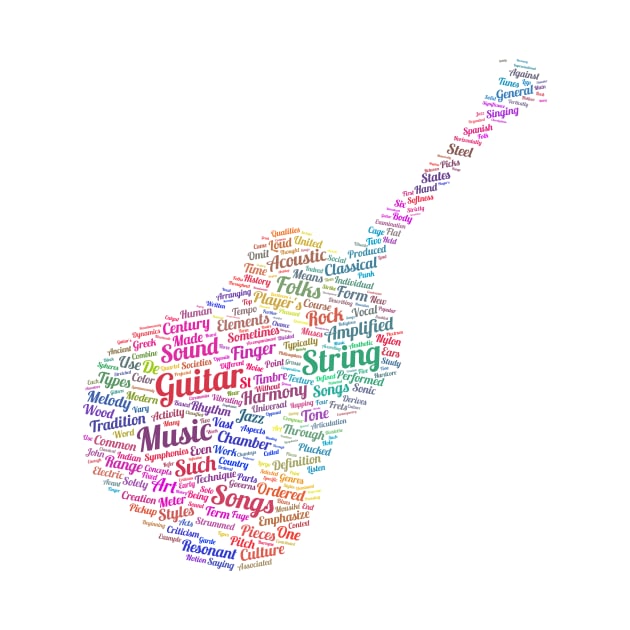 Guitar Folks Silhouette Shape Text Word Cloud by Cubebox