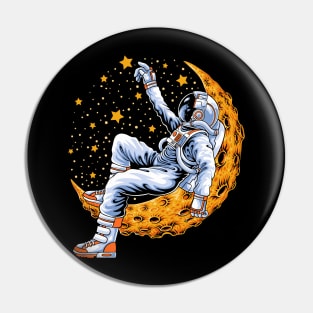 Astronaut sitting on the crescent moon Pin