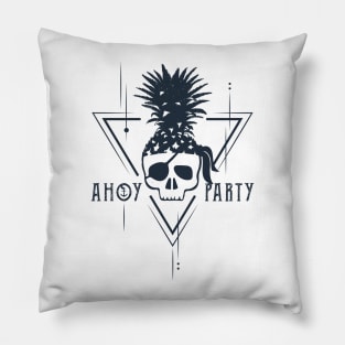 Pirate In Pineapple Hat. Ahoy Party. Humor. Geometric Style Pillow