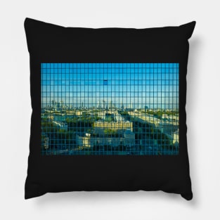 City center reflecting in office building Pillow