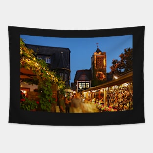 Drosselgasse, Rüdesheim, Rhine, Rheingau, Hesse, Germany, evening Tapestry