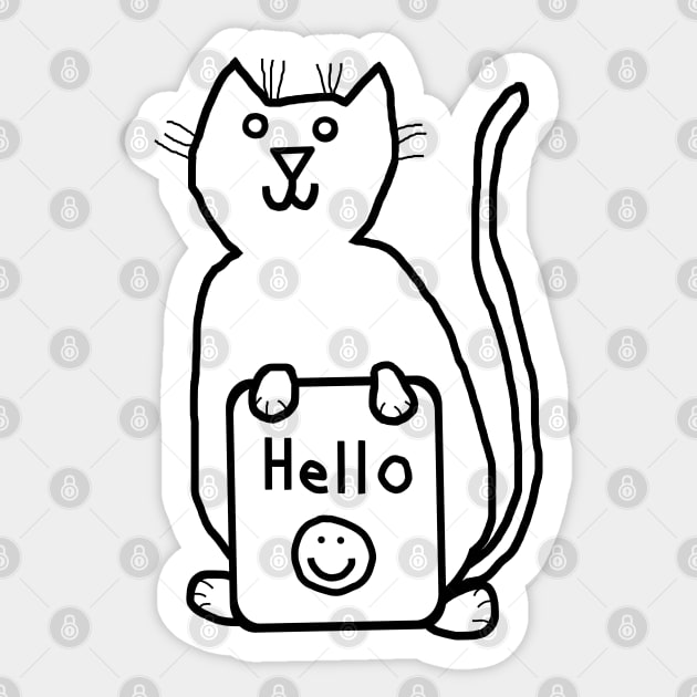 Black Cat Hello' Sticker | Spreadshirt