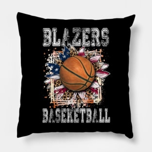 American Flag Personalized Blazers Proud Name Basketball Pillow