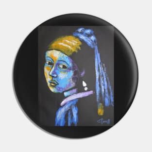 Girl With A Pearl Earring And Yellow Scarf - Portrait Pin