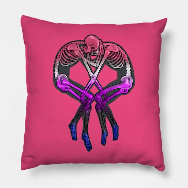 Genderfluid Flag Skeleton Love Pillow by jeffective