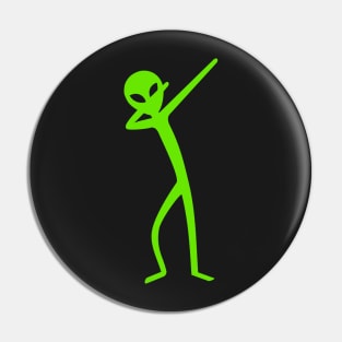 Dabbing Stick Figure - Green ALIEN Pin