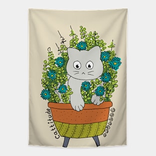 Cat in planter Tapestry