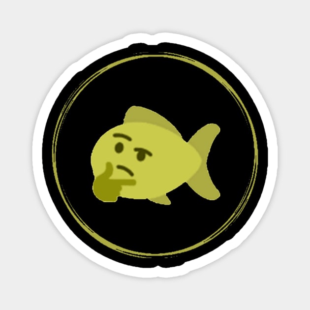 Thinking Fish Emoji Green Magnet by maywither