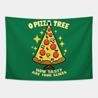 O Pizza Tree Funny Pizza Christmas Tree Tapestry