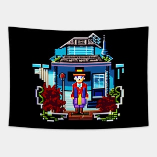 vintage pixel house Tapestry