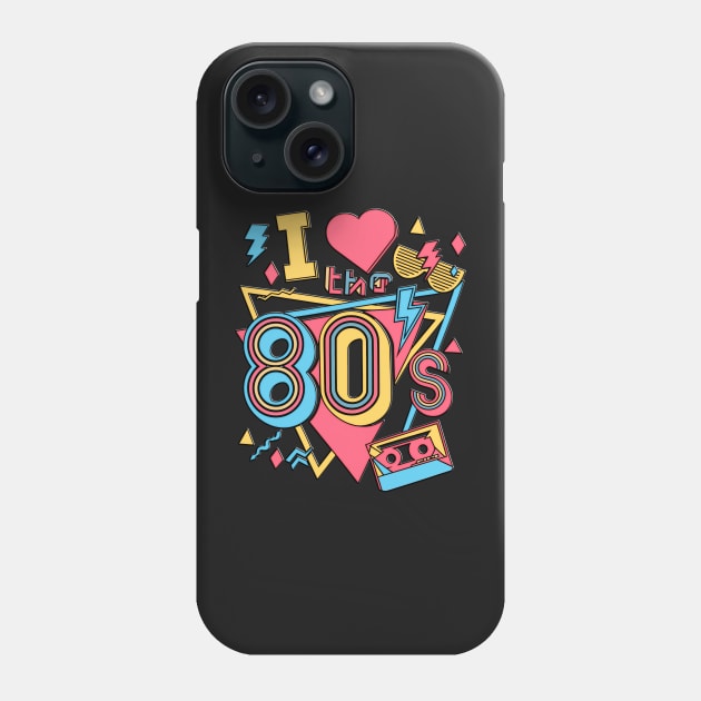 retro art i love the 80s throwback rad music Phone Case by masterpiecesai