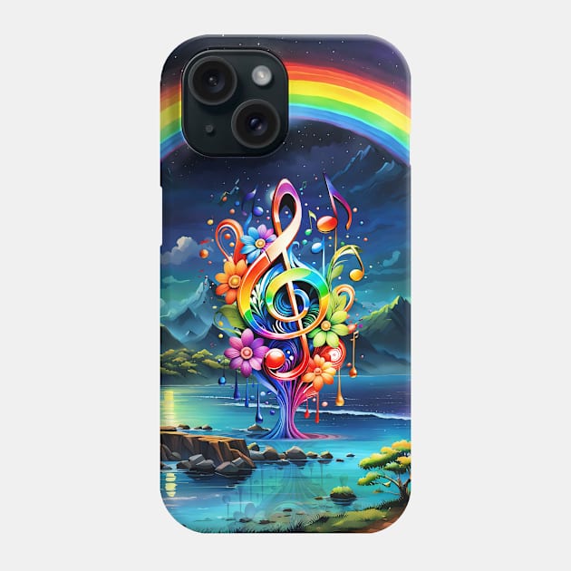 Music, colorful clef with leaves Phone Case by Nicky2342