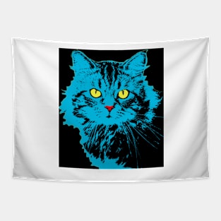 Pop cat blue black Tapestry