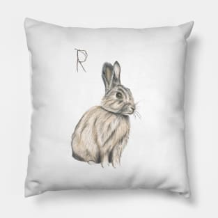 R for Rabbit alphabet illustration Pillow