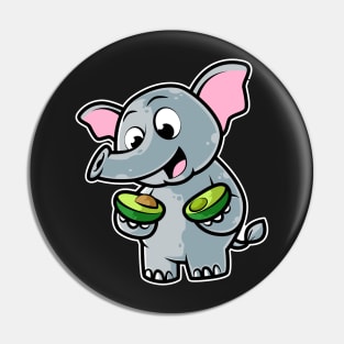 Cute Elephant Eating Avocado Kawaii Neko Anime graphic Pin