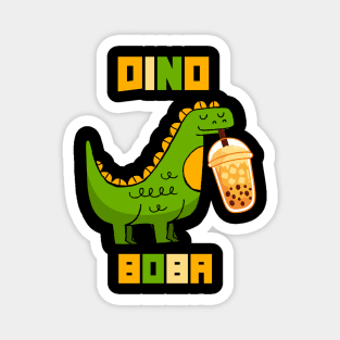 Cute Dino Drinking Boba Tea Milk Bubble Magnet