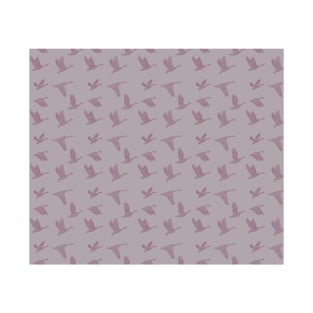 Flying Birds Pattern Violet T-Shirt