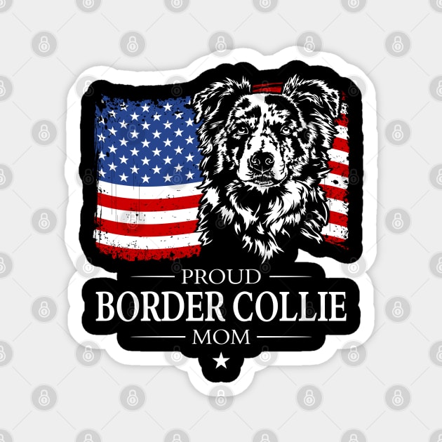 Proud Border Collie Mom American Flag patriotic merle dog Magnet by wilsigns