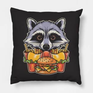 Raccoon Fast Food Pillow