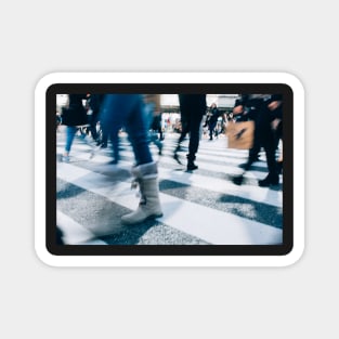 Blur of People Crossing Shibuya Crossing in Tokyo Magnet