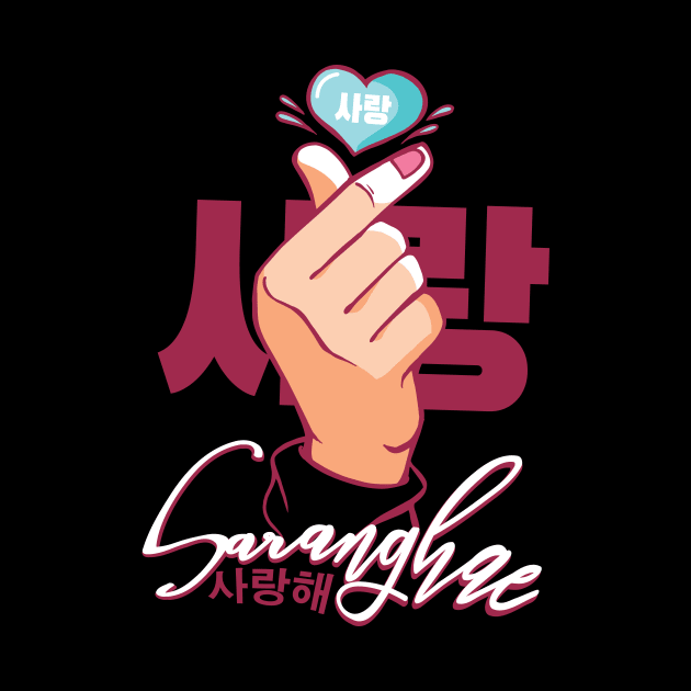 K-Pop Saranghae Hand Korea Finger Heart by wbdesignz