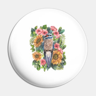 Bird And Flowers Ilustration Pin