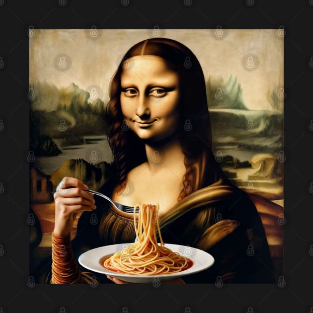 Spaghetti Smile Tee - Mona Lisa Pasta Parody for National Spaghetti Day by Edd Paint Something