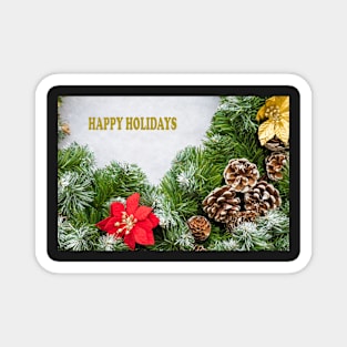 Christmas Wreath with Happy Holidays Magnet