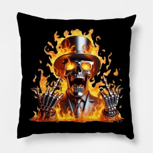 Flaming Flipping Skull Pillow