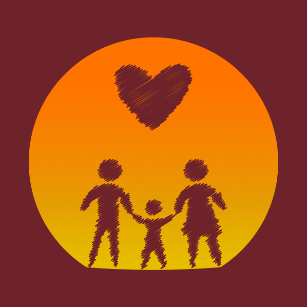 Family Sunset Love Mom Dad Child Heart Gift Idea by JeZeDe