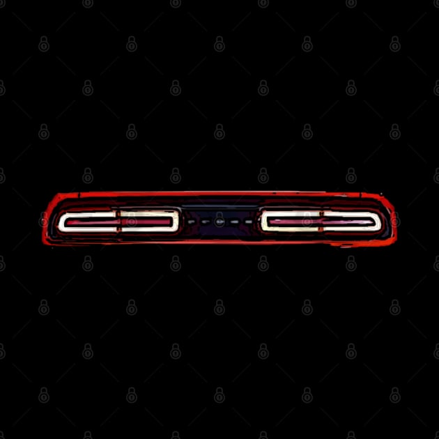 Glowing Beast: Dodge Challenger Rear Lights Posterize Car Design for Teen Enthusiasts by GearHead Threads