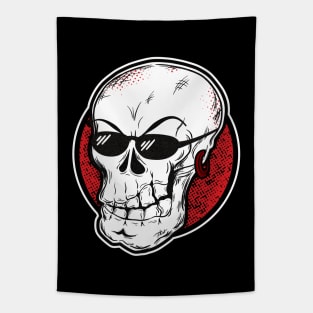 Cool skull with sunglasses (white and red) Tapestry
