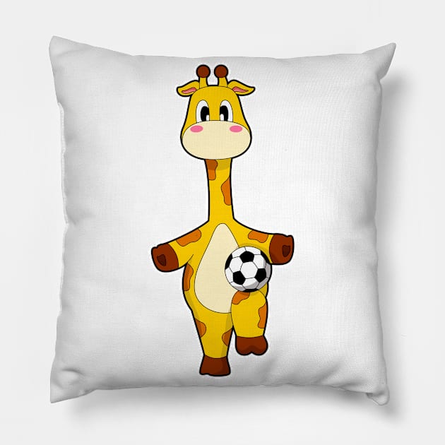 Giraffe Soccer player Soccer Pillow by Markus Schnabel