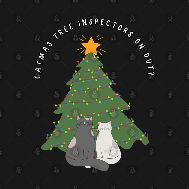 Catmas tree inspectors on duty. Christmas cat humor by Project Charlie