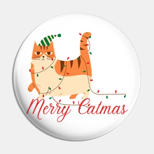 Merry Catmas Fat Orange Ginger Tabby Pin