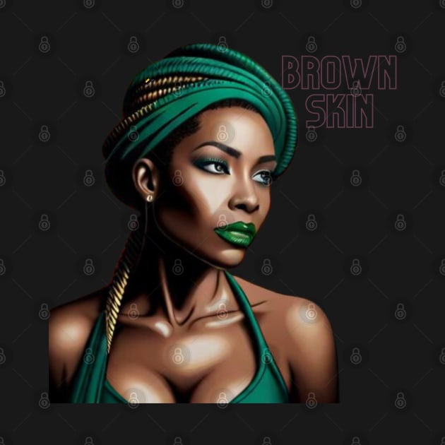 Brown Skin Green Head Wrap Beauty by Brown Skin Garms By Urmajes-Tees 