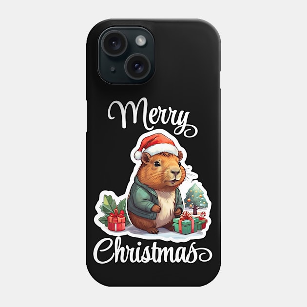 Capybara Christmas, Christmas Animals, Cute Adorable Funny Capybara Phone Case by PorcupineTees