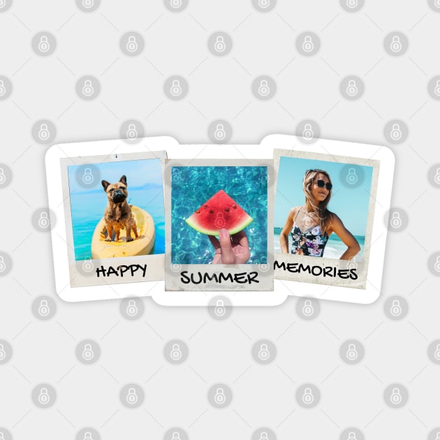 Happy Summer Memories // Polaroid photo. Funny dog, slice of watermelon, girl in swimsuit on beach Magnet by MSGCNS