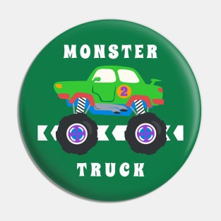 Vector illustration of monster truck with cartoon style. Pin