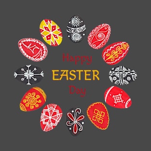 Happy Easter day Pysanka - circle of Easter eggs T-Shirt