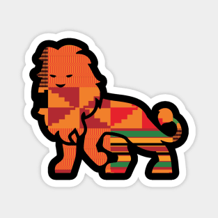 Lion Animal with African Kente Pattern Magnet