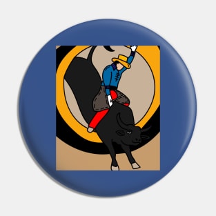 Rodeo Riding On A Bull Pin