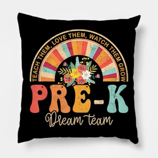 First Day Pre-K Team Teacher Kids 60s 70s Retro Pillow