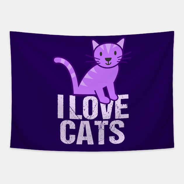 I Love Pretty Purple Cats Tapestry by epiclovedesigns