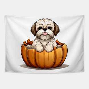 Shih Tzu Dog inside Pumpkin #1 Tapestry