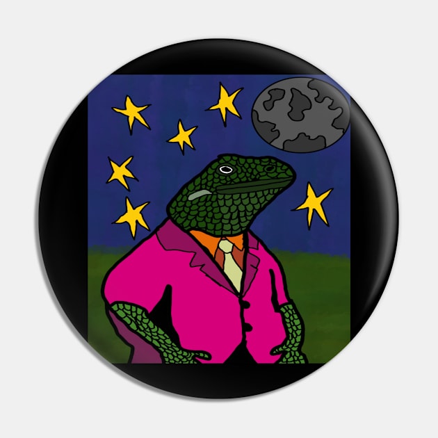 lizard looking at moon Pin by Catbrat