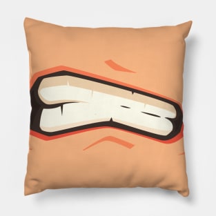 Angry mouth man mask Pillow