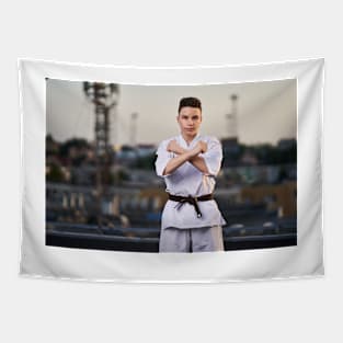 Teenager karate fighter Tapestry